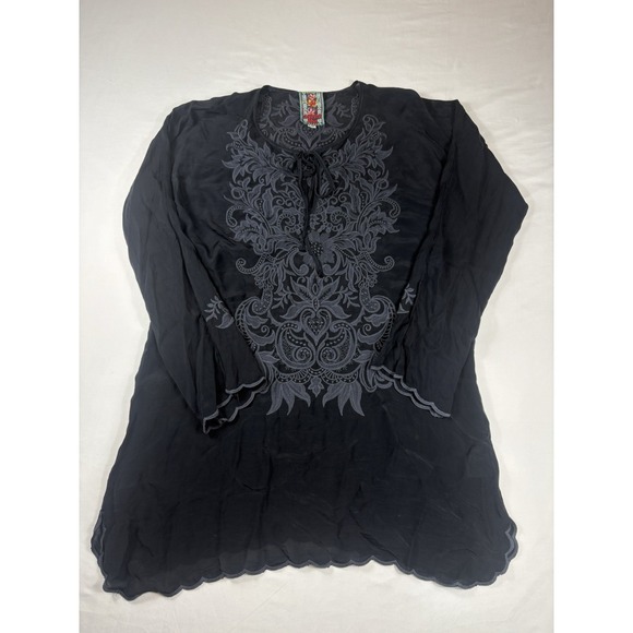 Johnny Was Tops - Johnny Was Boho Blouse Long Sleeve Embroidered Festive Women's Medium